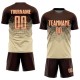 Benutzerdefiniertes braunes, creme-oranges Sublimations-Fußballtrikot Benutzerdefiniertes braunes, creme-oranges Sublimations-Fußballtrikot