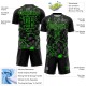 Benutzerdefiniertes schwarzes neongrünes Blitz-Sublimations-Fußballtrikot Benutzerdefiniertes schwarzes neongrünes Blitz-Sublimations-Fußballtrikot