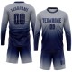 Benutzerdefinierte grau Marine Sublimation Langarm Fade Fashion Fußball Uniform Trikot Benutzerdefinierte grau Marine Sublimation Langarm Fade Fashion Fußball Uniform Trikot
