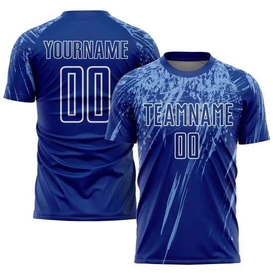 Benutzerdefiniertes Royalblau-Weiß Sublimation Fußballtrikot Benutzerdefiniertes Royalblau-Weiß Sublimation Fußballtrikot