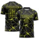 Benutzerdefiniertes schwarzes neongelbes Sublimations-Fußballtrikot Benutzerdefiniertes schwarzes neongelbes Sublimations-Fußballtrikot