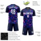 Benutzerdefiniertes Marineblaues Weiß-Rosa Sublimations-Fußballtrikot Benutzerdefiniertes Marineblaues Weiß-Rosa Sublimations-Fußballtrikot