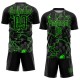 Benutzerdefiniertes schwarzes neongrünes Blitz-Sublimations-Fußballtrikot Benutzerdefiniertes schwarzes neongrünes Blitz-Sublimations-Fußballtrikot