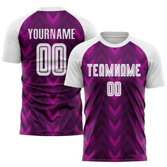 Benutzerdefiniertes lila-weißes Sublimations-Fußballtrikot Benutzerdefiniertes lila-weißes Sublimations-Fußballtrikot