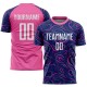 Benutzerdefiniertes Marineblaues Weiß-Rosa Sublimations-Fußballtrikot Benutzerdefiniertes Marineblaues Weiß-Rosa Sublimations-Fußballtrikot