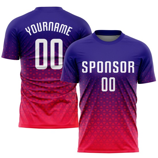 Benutzerdefinierte Lila Weiß-Pink Sublimation Fußball Uniform Trikot Benutzerdefinierte Lila Weiß-Pink Sublimation Fußball Uniform Trikot