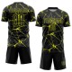 Benutzerdefiniertes schwarzes neongelbes Sublimations-Fußballtrikot Benutzerdefiniertes schwarzes neongelbes Sublimations-Fußballtrikot
