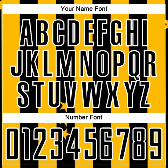 Benutzerdefinierte Gold Schwarz-Weiß Sterne Und Quadrate Sublimation Fußball Uniform Trikot Benutzerdefinierte Gold Schwarz-Weiß Sterne Und Quadrate Sublimation Fußball Uniform Trikot