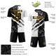 Benutzerdefinierte Graffiti Muster Schwarz-Gold Scratch Sublimation Fußball Uniform Trikot Benutzerdefinierte Graffiti Muster Schwarz-Gold Scratch Sublimation Fußball Uniform Trikot