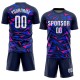 Benutzerdefiniertes Marineblaues Weiß-Rosa Sublimations-Fußballtrikot Benutzerdefiniertes Marineblaues Weiß-Rosa Sublimations-Fußballtrikot