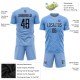 Benutzerdefiniertes hellblau-schwarzes Sublimations-Fußballtrikot Benutzerdefiniertes hellblau-schwarzes Sublimations-Fußballtrikot
