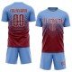 Benutzerdefiniertes hellblaues purpurrotes und cremefarbenes Sublimations-Fußballtrikot Benutzerdefiniertes hellblaues purpurrotes und cremefarbenes Sublimations-Fußballtrikot