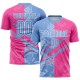 Benutzerdefinierte Graffiti Muster Hellblau-Rosa Scratch Sublimation Fußball Uniform Jersey Benutzerdefinierte Graffiti Muster Hellblau-Rosa Scratch Sublimation Fußball Uniform Jersey