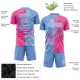 Benutzerdefinierte Graffiti Muster Hellblau-Rosa Scratch Sublimation Fußball Uniform Jersey Benutzerdefinierte Graffiti Muster Hellblau-Rosa Scratch Sublimation Fußball Uniform Jersey