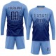 Benutzerdefiniertes hellblaues, marineblaues und weißes Sublimations-Fußballtrikot Benutzerdefiniertes hellblaues, marineblaues und weißes Sublimations-Fußballtrikot