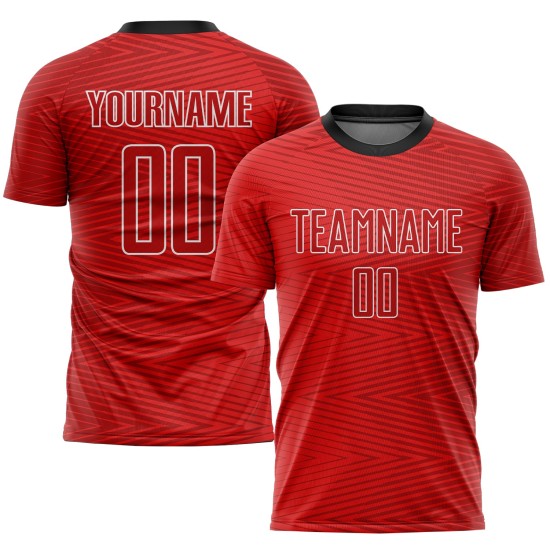 Benutzerdefiniertes rot-schwarzes Sublimations-Fußballtrikot Benutzerdefiniertes rot-schwarzes Sublimations-Fußballtrikot
