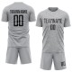 Benutzerdefiniertes grau-schwarzes Sublimations-Fußballtrikot Benutzerdefiniertes grau-schwarzes Sublimations-Fußballtrikot