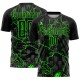 Benutzerdefiniertes schwarzes neongrünes Blitz-Sublimations-Fußballtrikot Benutzerdefiniertes schwarzes neongrünes Blitz-Sublimations-Fußballtrikot