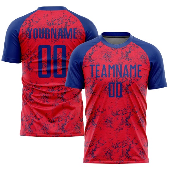 Benutzerdefiniertes rotes Royal Sublimations-Fußballtrikot Benutzerdefiniertes rotes Royal Sublimations-Fußballtrikot