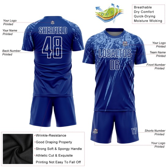 Benutzerdefiniertes Royalblau-Weiß Sublimation Fußballtrikot Benutzerdefiniertes Royalblau-Weiß Sublimation Fußballtrikot