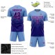 Benutzerdefinierte Hellblau Dunkellila-Rosa Sublimation Fußball Uniform Trikot Benutzerdefinierte Hellblau Dunkellila-Rosa Sublimation Fußball Uniform Trikot