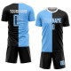 Benutzerdefinierte schwarz hellblau-weiß Sublimation Split Fashion Fußball Uniform Trikot Benutzerdefinierte schwarz hellblau-weiß Sublimation Split Fashion Fußball Uniform Trikot