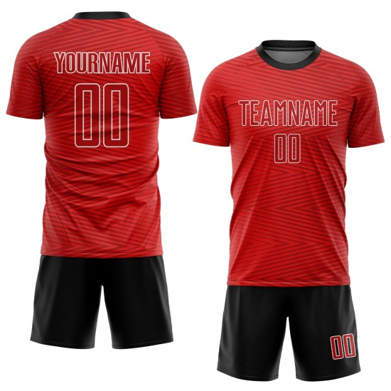 Benutzerdefiniertes rot-schwarzes Sublimations-Fußballtrikot Benutzerdefiniertes rot-schwarzes Sublimations-Fußballtrikot