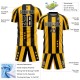 Benutzerdefinierte Gold Schwarz-Weiß Sterne Und Quadrate Sublimation Fußball Uniform Trikot Benutzerdefinierte Gold Schwarz-Weiß Sterne Und Quadrate Sublimation Fußball Uniform Trikot