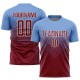 Benutzerdefiniertes hellblaues purpurrotes und cremefarbenes Sublimations-Fußballtrikot Benutzerdefiniertes hellblaues purpurrotes und cremefarbenes Sublimations-Fußballtrikot