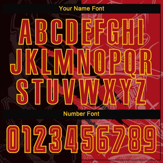 Benutzerdefinierte Graffiti Muster Rot-Gold Sublimation Fußball Uniform Trikot Benutzerdefinierte Graffiti Muster Rot-Gold Sublimation Fußball Uniform Trikot