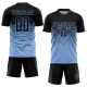 Benutzerdefiniertes hellblau-schwarzes Sublimations-Fußballtrikot Benutzerdefiniertes hellblau-schwarzes Sublimations-Fußballtrikot
