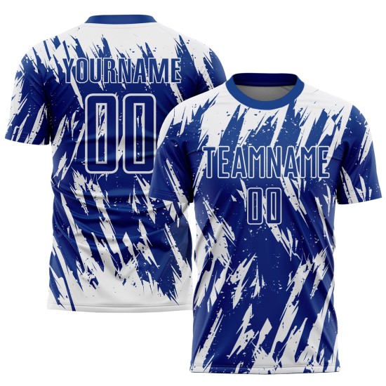 Benutzerdefiniertes Fußballtrikot in Königsweiß mit Sublimationsdruck Benutzerdefiniertes Fußballtrikot in Königsweiß mit Sublimationsdruck