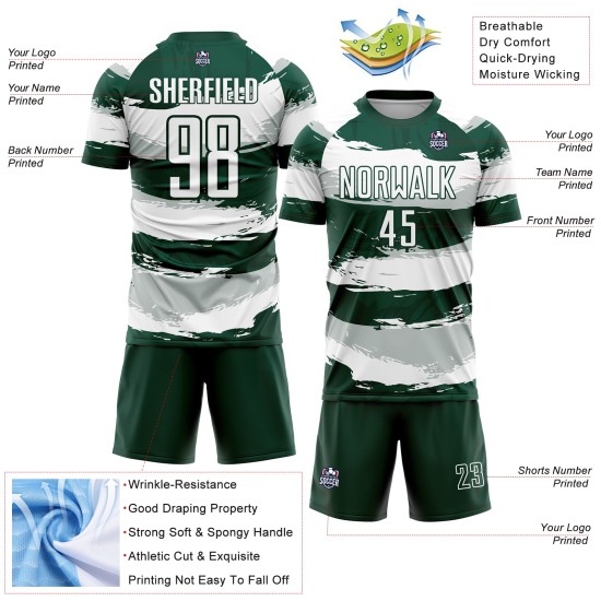 Benutzerdefiniertes grün-weißes Sublimations-Fußballtrikot Benutzerdefiniertes grün-weißes Sublimations-Fußballtrikot