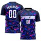 Benutzerdefiniertes Marineblaues Weiß-Rosa Sublimations-Fußballtrikot Benutzerdefiniertes Marineblaues Weiß-Rosa Sublimations-Fußballtrikot