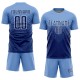 Benutzerdefiniertes hellblaues, marineblaues und weißes Sublimations-Fußballtrikot Benutzerdefiniertes hellblaues, marineblaues und weißes Sublimations-Fußballtrikot