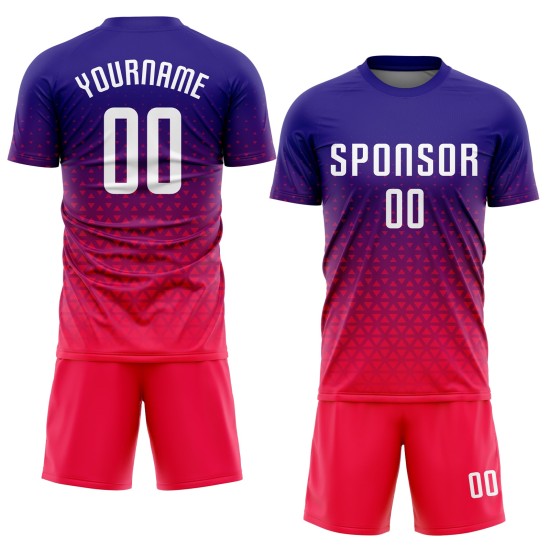 Benutzerdefinierte Lila Weiß-Pink Sublimation Fußball Uniform Trikot Benutzerdefinierte Lila Weiß-Pink Sublimation Fußball Uniform Trikot