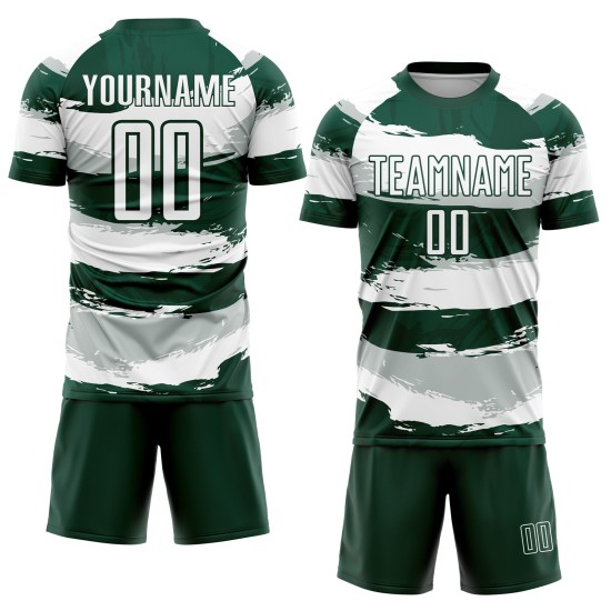 Benutzerdefiniertes grün-weißes Sublimations-Fußballtrikot Benutzerdefiniertes grün-weißes Sublimations-Fußballtrikot