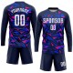 Benutzerdefiniertes Marineblaues Weiß-Rosa Sublimations-Fußballtrikot Benutzerdefiniertes Marineblaues Weiß-Rosa Sublimations-Fußballtrikot